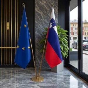 drapeau Slovenie avec hampe