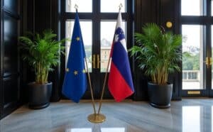 drapeau Slovenie avec hampe