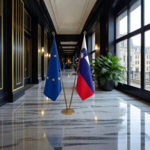 drapeau Slovenie avec hampe