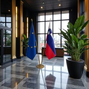 drapeau Slovenie avec hampe