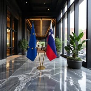 drapeau Slovenie avec hampe