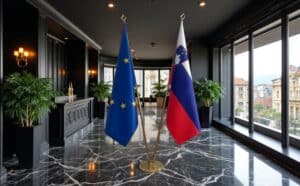 drapeau Slovenie avec hampe