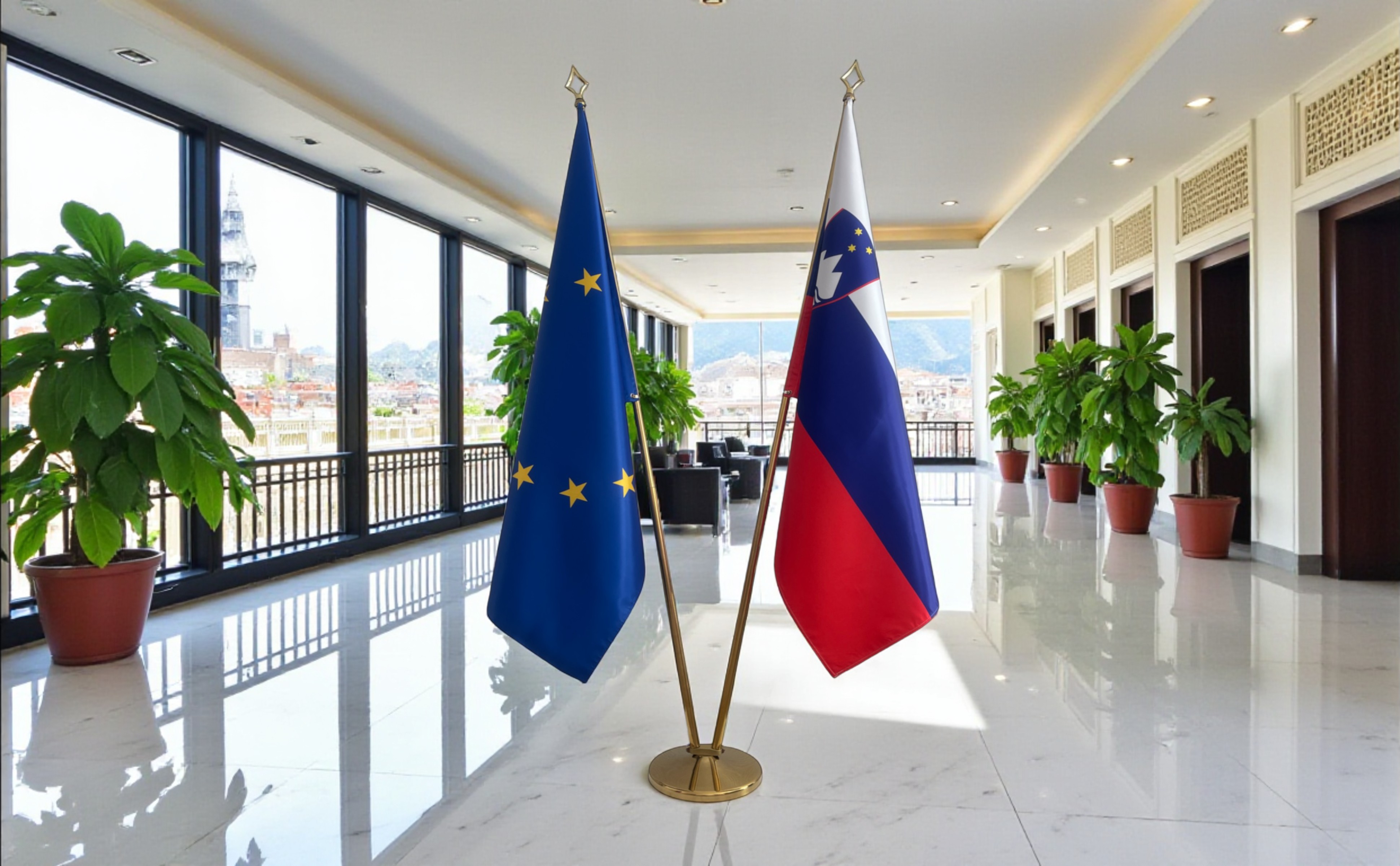 drapeau Slovenie avec hampe