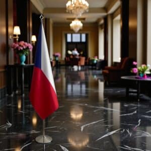 drapeau Tchequie avec mat