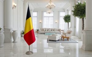 drapeau belge sur hampe