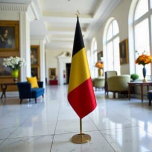 drapeau belge avec mat