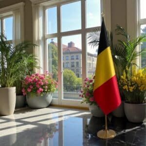 drapeau belgique sur hampe