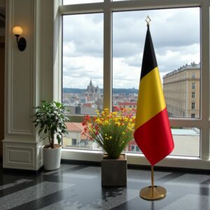 drapeau belgique sur hampe
