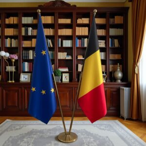 drapeau belge avec mat