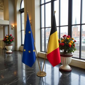 drapeau belge avec mat