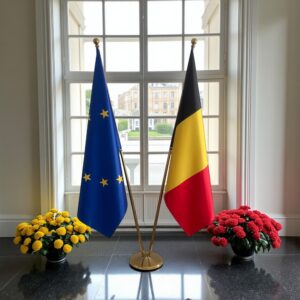 drapeau belge avec mat