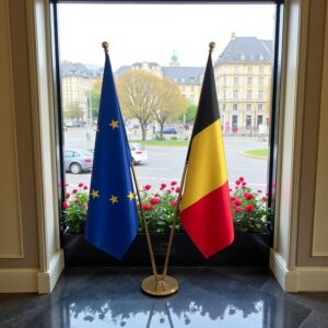 drapeau belge avec mat