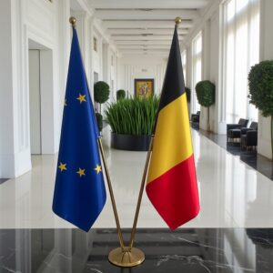 drapeau belge avec mat