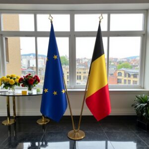 drapeau belge sur socle