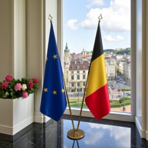 drapeau belge sur socle