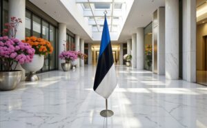 drapeau estonie avec pied