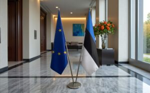 drapeau estonie sur socle