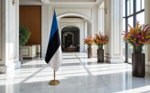 drapeau estonie avec pied