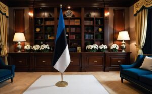 drapeau estonie avec pied