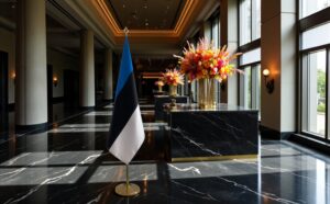 drapeau estonie sur hampe