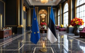 drapeau estonie sur pied