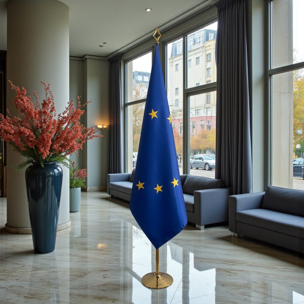 drapeau Union Européenne sur pied