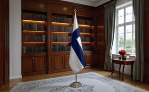 drapeau Finlande avec pied