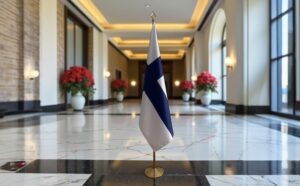 drapeau Finlande avec pied