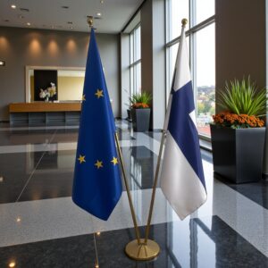 drapeau Finlande avec pied