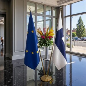 drapeau Finlande avec pied