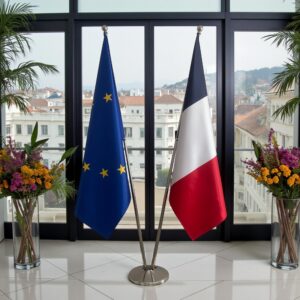 drapeau france avec pied