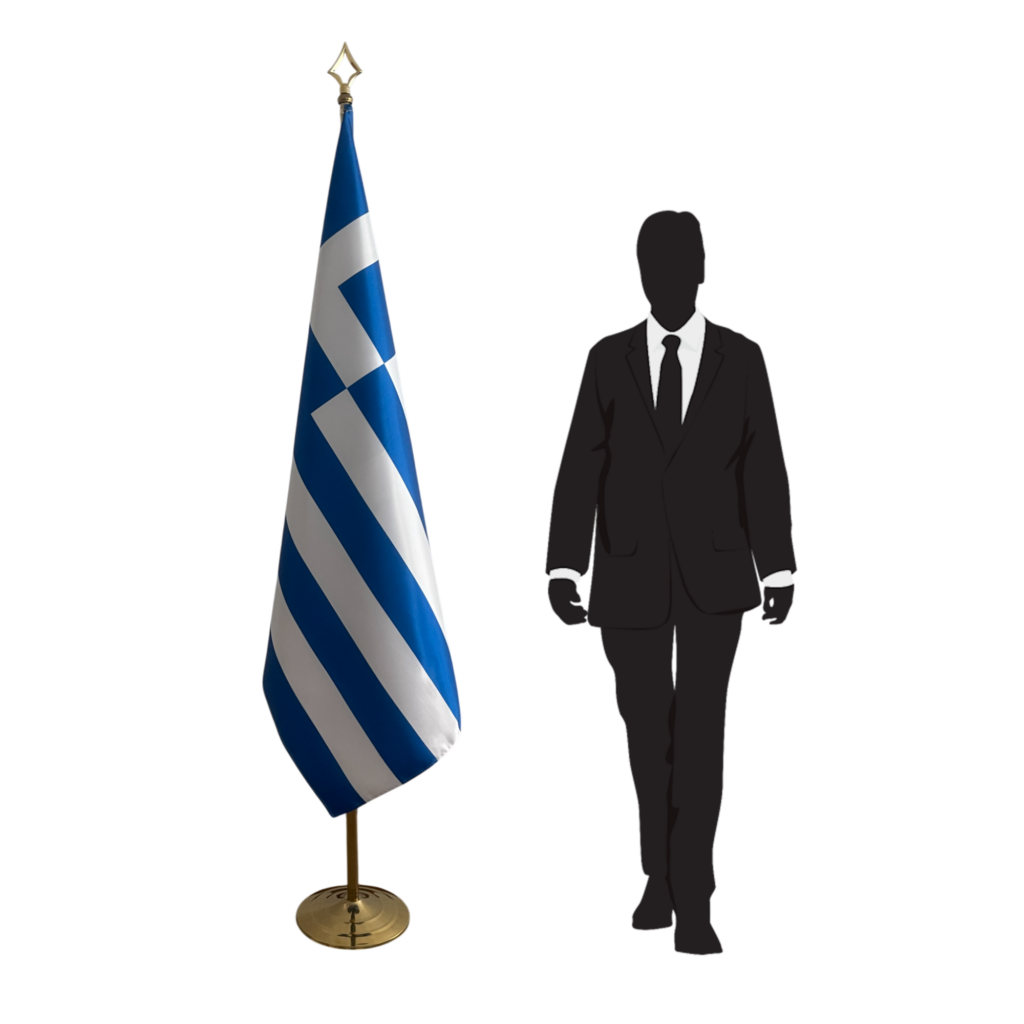drapeau grece sur pied