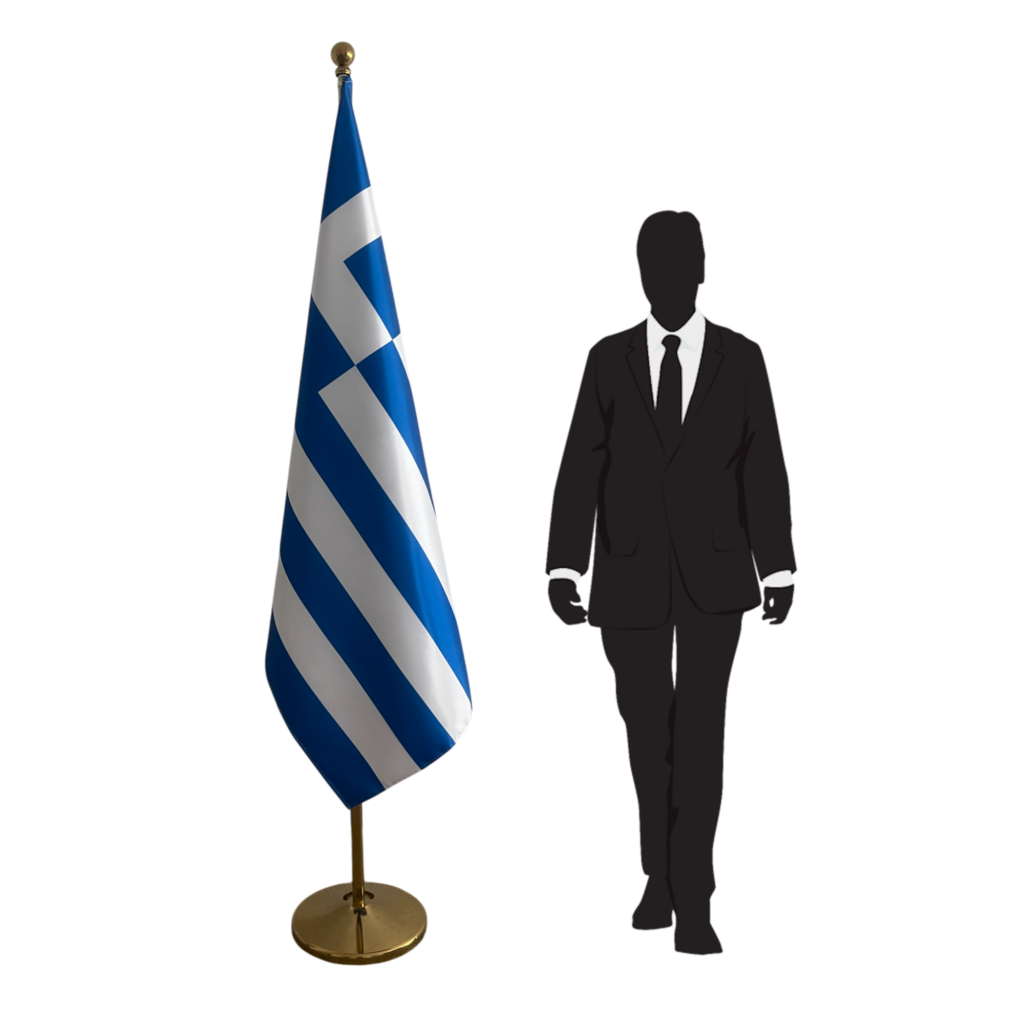 drapeau grece sur pied
