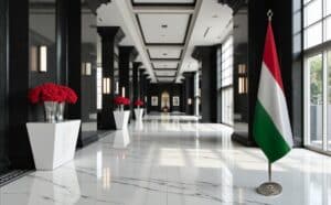 drapeau Hongrie sur socle