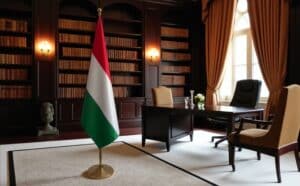 drapeau Hongrie avec pied