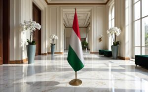 drapeau Hongrie avec pied