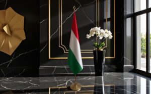 drapeau Hongrie avec support