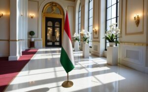 drapeau Hongrie avec pied