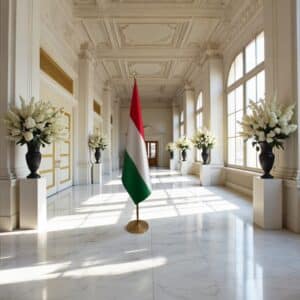 drapeau Hongrie avec pied