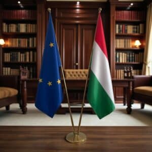 drapeau Hongrie avec support