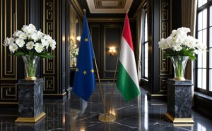 drapeau Hongrie avec support