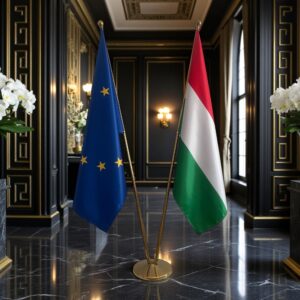 drapeau Hongrie avec support