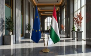 drapeau Hongrie avec support