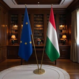 drapeau Hongrie avec support