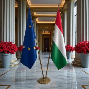 drapeau Hongrie avec support