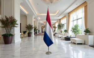 drapeau Pays-Bas sur socle