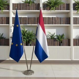 drapeau Pays-Bas et UE sur pied