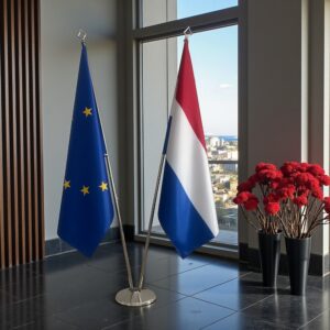 drapeau Pays-Bas et UE sur pied