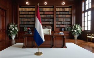 drapeau Pays-Bas avec pied