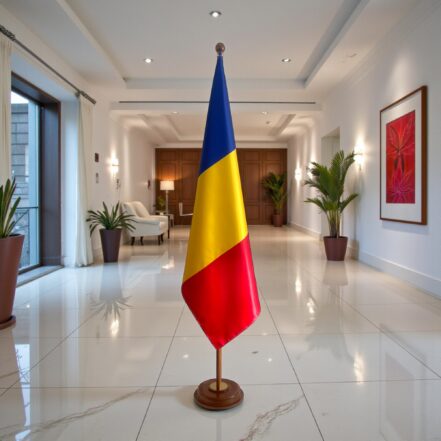 socle drapeau roumanie